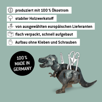 Preview: Stiftebox T-Rex in grau